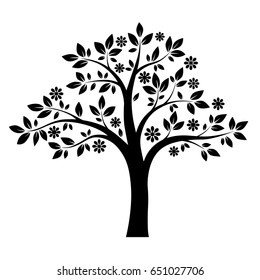 Black and white tree. Vector