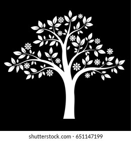 Black and white tree. Vector