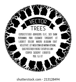 Black and white trees background. There is place for your text in the center. 