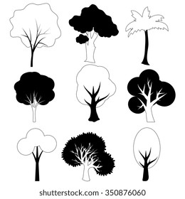 Black and white trees collection