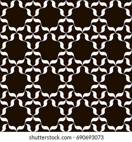Black and white trellis background. Monochrome lattice pattern with wavy ribbons. Modern print for interior or fashion surface design. Vector seamless repeat.