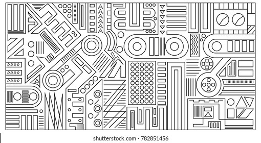 black and white trendy geometric elements design. Retro style texture, pattern and elements. Modern abstract design poster and cover template