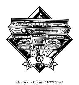 Black and white trendy music emblem