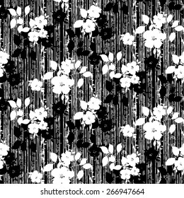 Black and white trendy Seamless Floral Pattern in vector