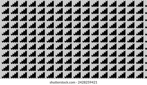 Black and white triangle knitted pattern, Festive Sweater Design. Seamless Knitted Pattern