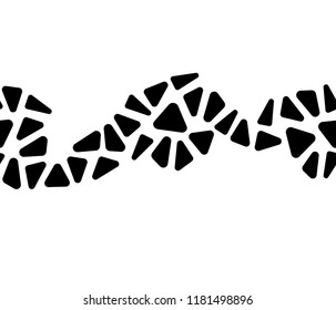 Black and white triangle shape mosaic geometric seamless border pattern, vector
