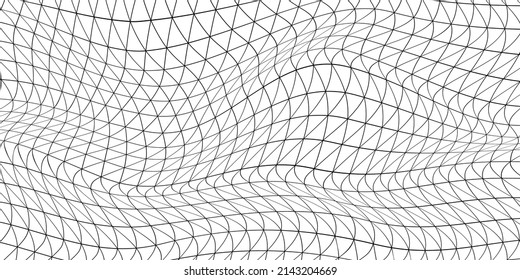 Black and white triangles background. Abstract interlacing lines and points. Digital connection of elements. Imitation waves.