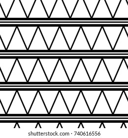 Black and white triangles geometric seamless pattern, vector