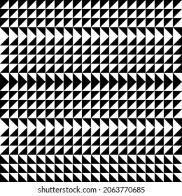 Los triángulos blanco y negro se parecen a un tablero de ajedrez, pero con una forma abstracta geométrica. Cartel con triángulos. Patrón sin inconvenientes con las baldosas.