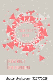 Black and white triangles, stars and circle pattern background. Triangle sunburst with round triangle frame design. Modern design template, vector illustration.
