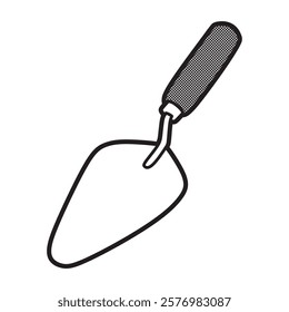 black and white triangular shovel image, simple vector