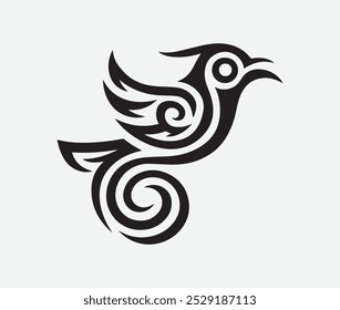 Black and white tribal bird design
