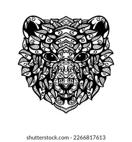 black and white tribal decorative bear pattern tattoo