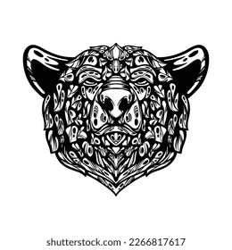 black and white tribal decorative bear pattern tattoo