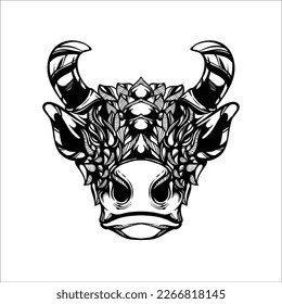 black and white tribal decorative cow pattern tattoo