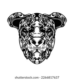 black and white tribal decorative dog pattern tattoo