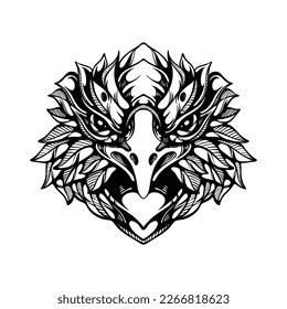 tatuaje de águila decorativa tribal blanco y negro