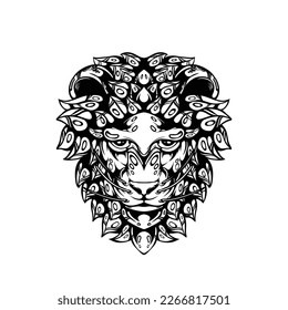 black and white tribal decorative lion pattern tattoo