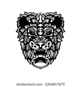 black and white tribal decorative lion pattern tattoo
