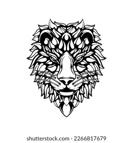 black and white tribal decorative lion pattern tattoo