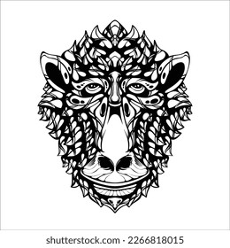 tatuaje decorativo de monos tribales blanco y negro