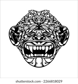 black and white tribal decorative monkey pattern tattoo