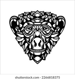 black and white tribal decorative monkey pattern tattoo