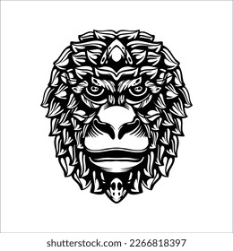 black and white tribal decorative monkey pattern tattoo