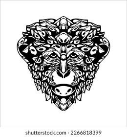 tatuaje decorativo de monos tribales blanco y negro