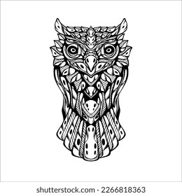black and white tribal decorative owl pattern tattoo