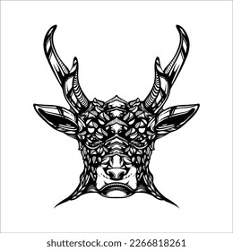 black and white tribal decorative reindeer pattern tattoo