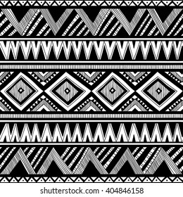 black and white tribal doodle vector seamless pattern. aztec abstract geometric art print. ethnic hipster backdrop. Wallpaper, cloth design, fabric, paper, cover, textile. hand drawn. 