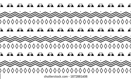Black and white tribal ethnic pattern with geometric elements, traditional African mud cloth, tribal design. fabric or home wallpaper design