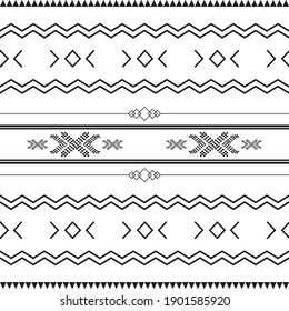 Black and white tribal ethnic pattern with geometric elements, traditional African mud cloth, tribal design. fabric or home wallpaper design