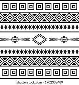 Black and white tribal ethnic pattern with geometric elements, traditional African mud cloth, tribal design. fabric or home wallpaper design