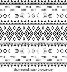 Schwarz-Weiß-ethnische Muster mit geometrischen Elementen, traditioneller afrikanischer Schlammstoff, Stammesdesign. Tapete-Design