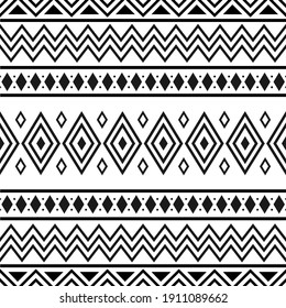 Patrón étnico tribal blanco y negro con elementos geométricos, tela de barro africana tradicional, diseño tribal. diseño de papel pintado en tela o en el hogar