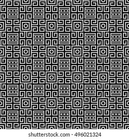 Black and white tribal ethnic seamless pattern. Abstract geometric print. Ethnic hipster wallpaper. Monochrome vector background