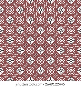 Black White Tribal Geometric Diamond Seamless Pattern on Brown Background Vector Ethnic Fabric Modern Textile Native Symbol Graphic Abstract