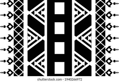 black and white tribal Geometric pattern in ethnic style seamless pattern vector illustration, for fabric,carpet,shirt,background
