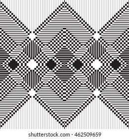 Black and white tribal geometric vector pattern. Seamless ethnic background