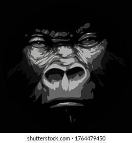 black and white tribal gorilla the "monyet", can use it for tattoo design, t-shirt printing or anything you want