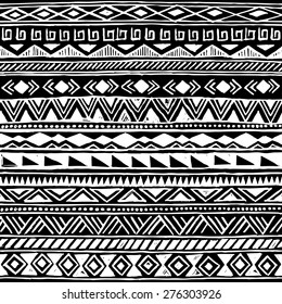 black and white tribal Navajo seamless pattern. aztec geometric print. ethnic hipster backdrop. hand drawn 