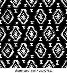 black and white tribal Navajo seamless pattern. aztec geometric print. ethnic hipster backdrop. Seamless pattern can be used for wallpaper, pattern fills, fabric, paper, postcards.
