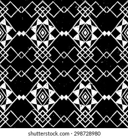 black and white tribal Navajo seamless pattern. aztec summer geometric print. ethnic hipster backdrop. hand drawn
