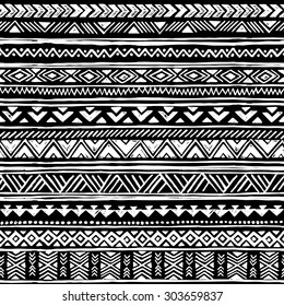 black and white tribal Navajo seamless pattern. aztec geometric print. ethnic hipster backdrop. hand drawn
