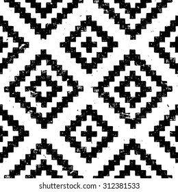 black and white tribal Navajo seamless pattern. aztec abstract geometric print. ethnic hipster backdrop. hand drawn
