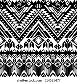 black and white tribal Navajo seamless pattern. aztec abstract geometric print. ethnic hipster backdrop. It can be used for wallpaper, web page background, fabric, textile, paper, postcards.