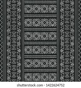 Black and white Tribal pattern. Traditional Malian cloth with geometric ornament.