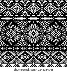 black and white tribal vector seamless navajo pattern. aztec abstract geometric art print. ethnic hipster vector background. Wallpaper, cloth design, fabric, tissue, cover, textile template.